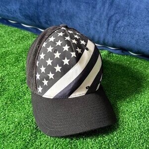 Oakley Indy Passport Golf Trucker Flexfit Hat Cap Black/American Flag Size L/XL